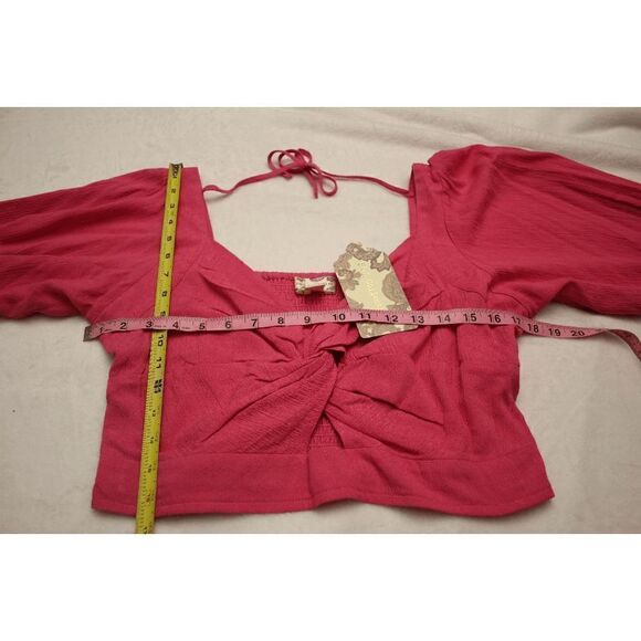 B O G Collective Pink Peasant Crop Top - Picture 4 of 10